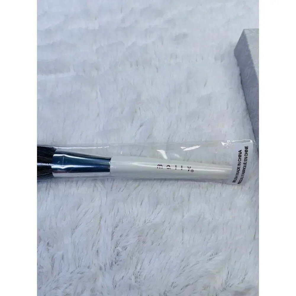 Mally Brush Pinceau Full Size Foundation Powder Brush White/Silver 7in Lot Of 2